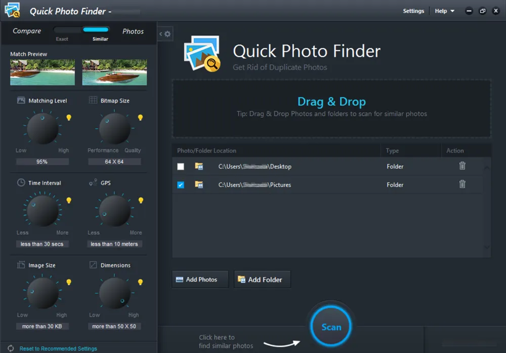 Quick Photo Finder user interface