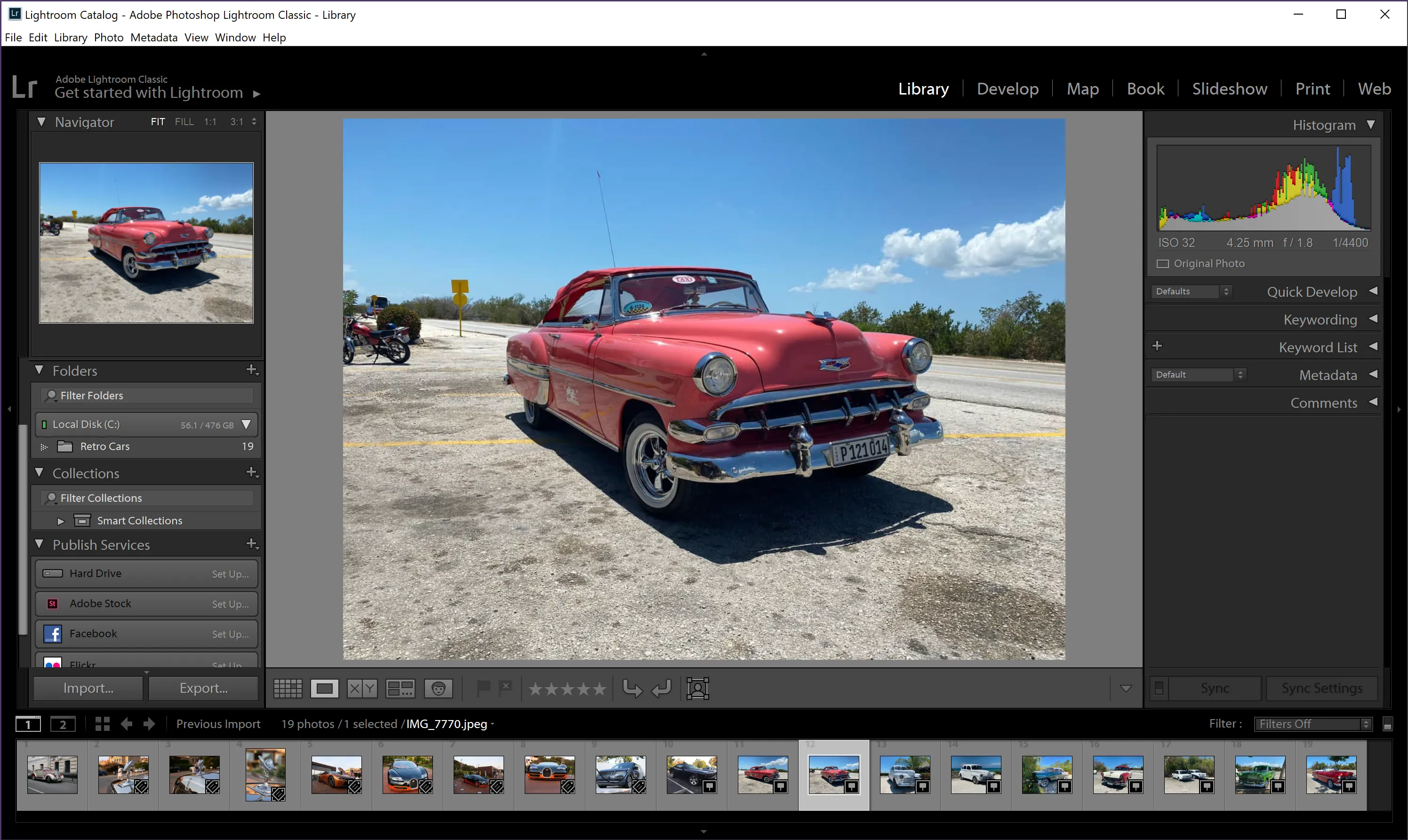 Lightroom interface