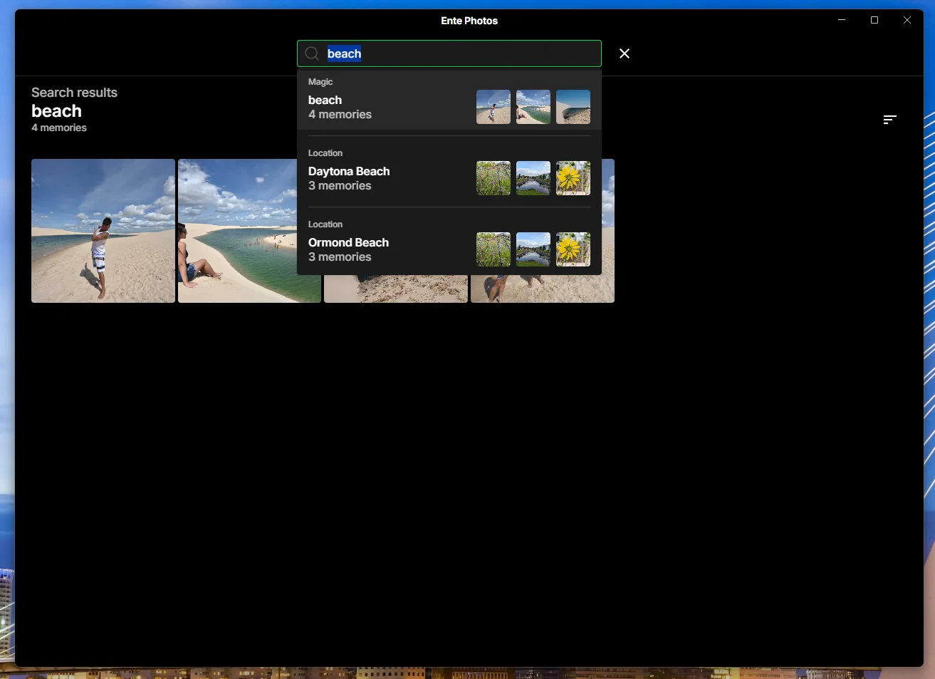 Context-based photo search in Ente