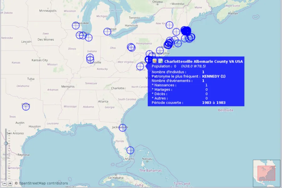 Displaying events from the lives of ancestors on the Ancestris world map