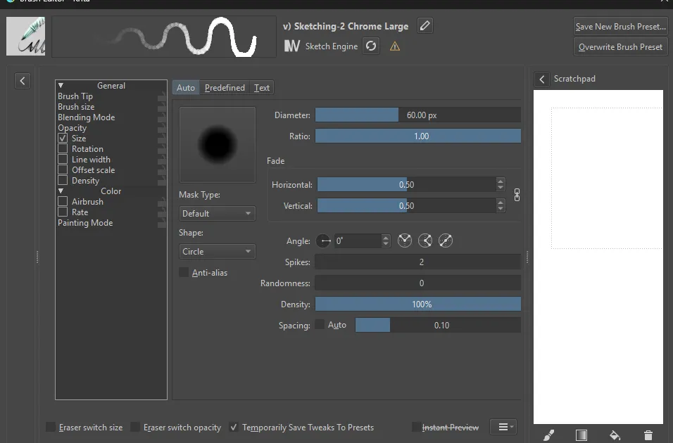 Krita Brush Editor.