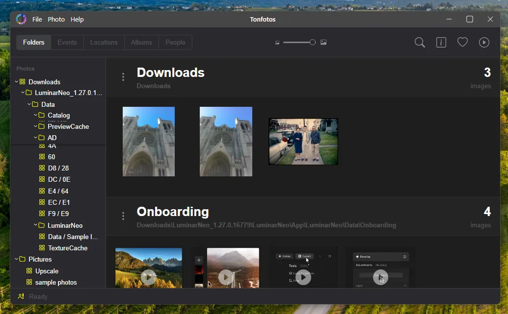 Folders from different sources displayed in Tonfotos