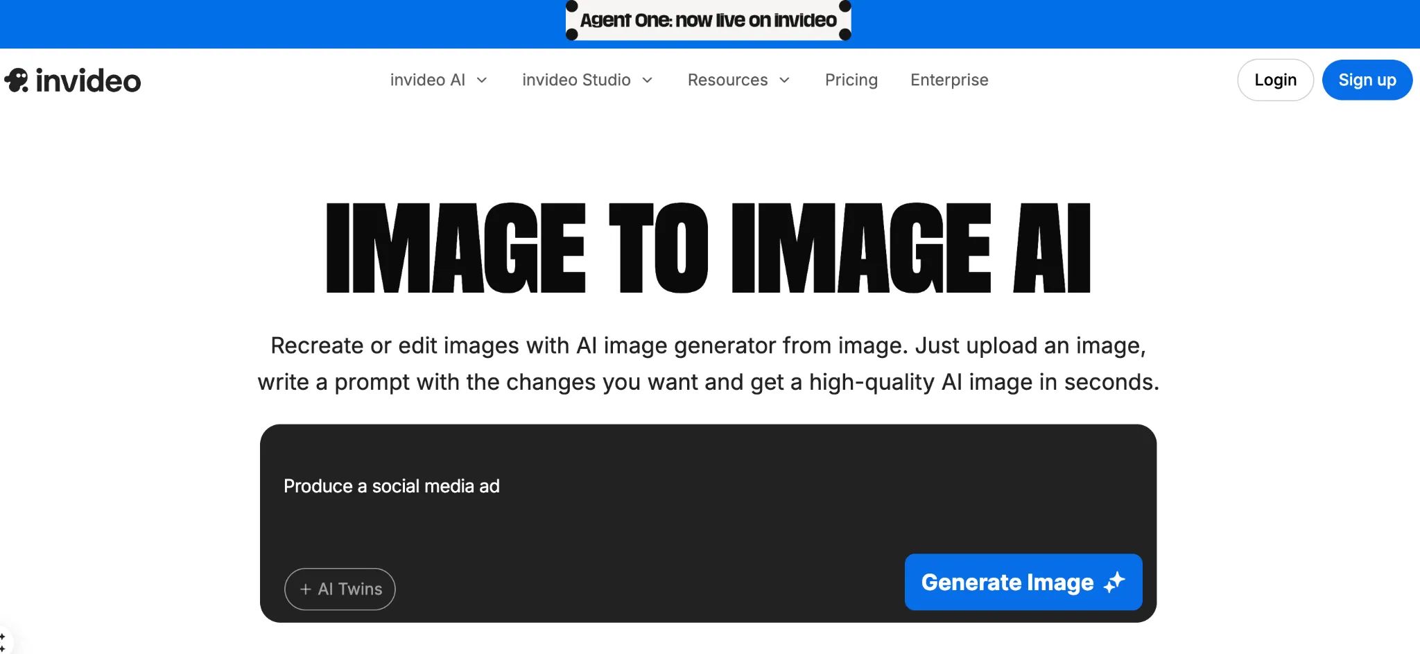 Photo enhancement tool in the Invideo interface