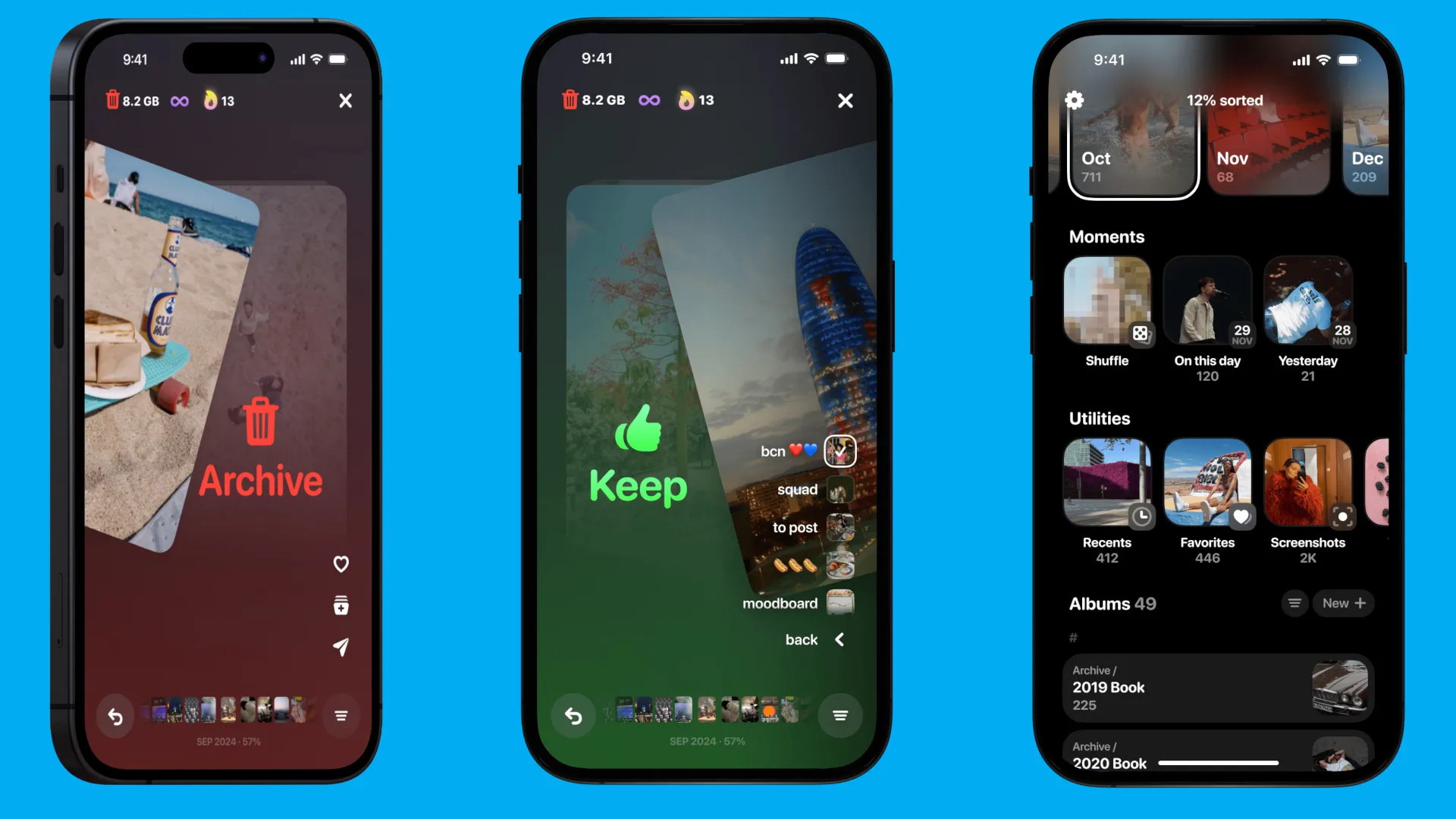 The interface and photo sorting process in Photo Organizer: Picnic