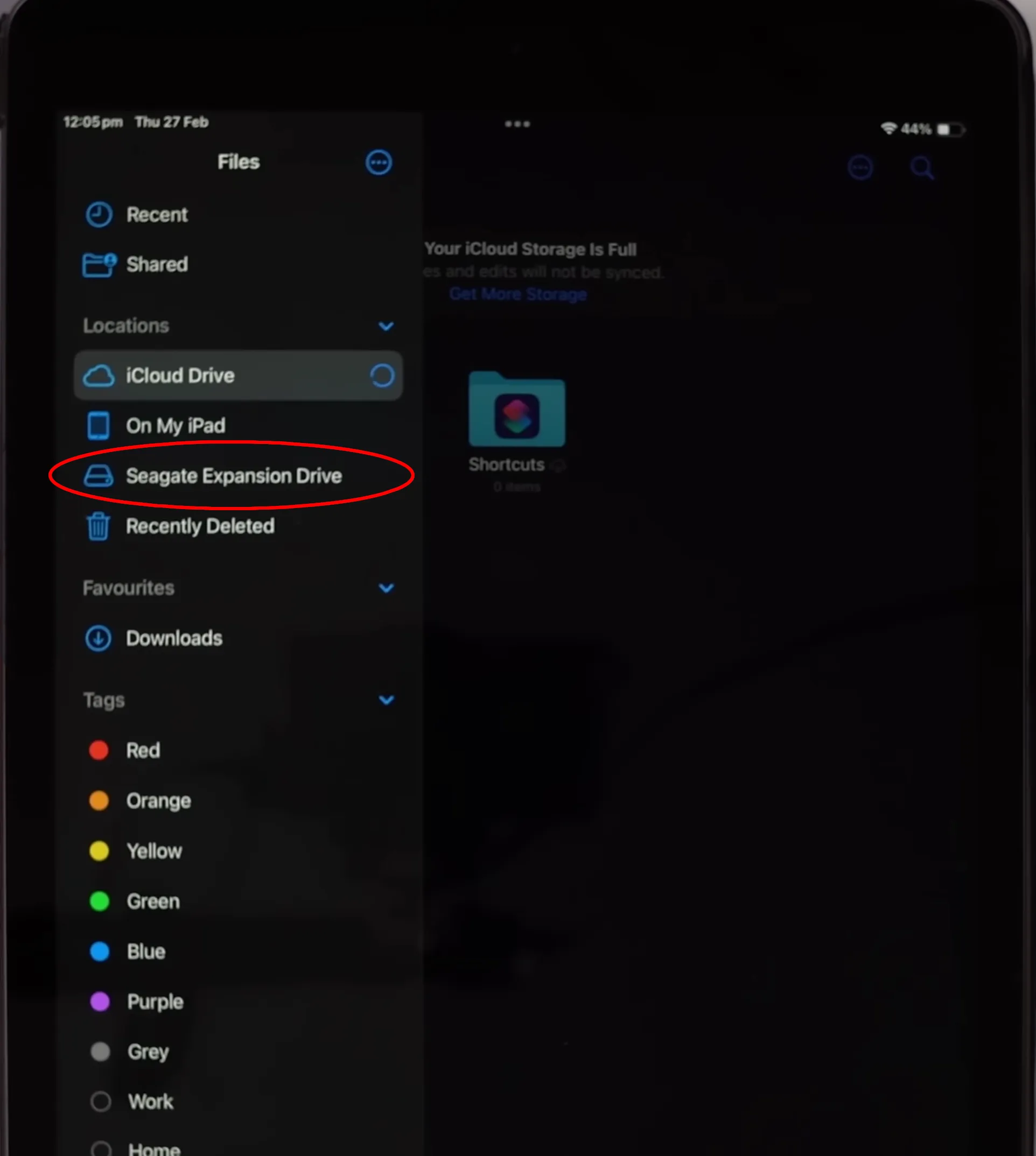 Show HDD in iPhone File app menu