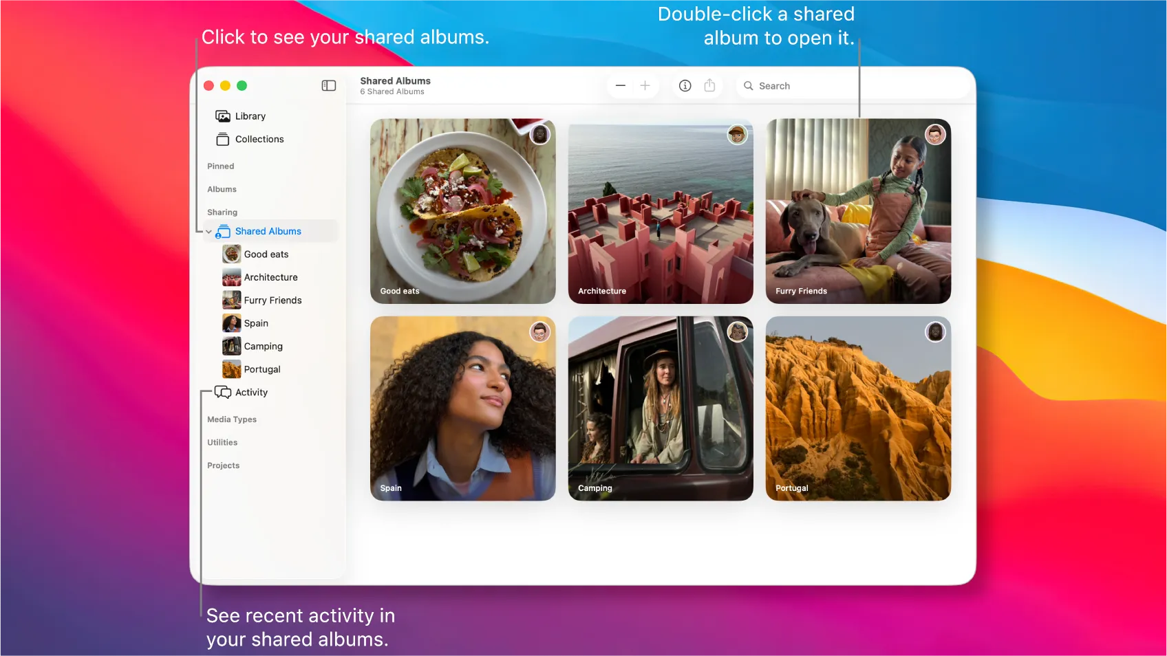 Photo sharing tools in macOS Photos