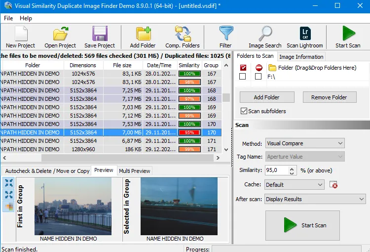 Interfaz de Visual Similarity Duplicate Image Finder