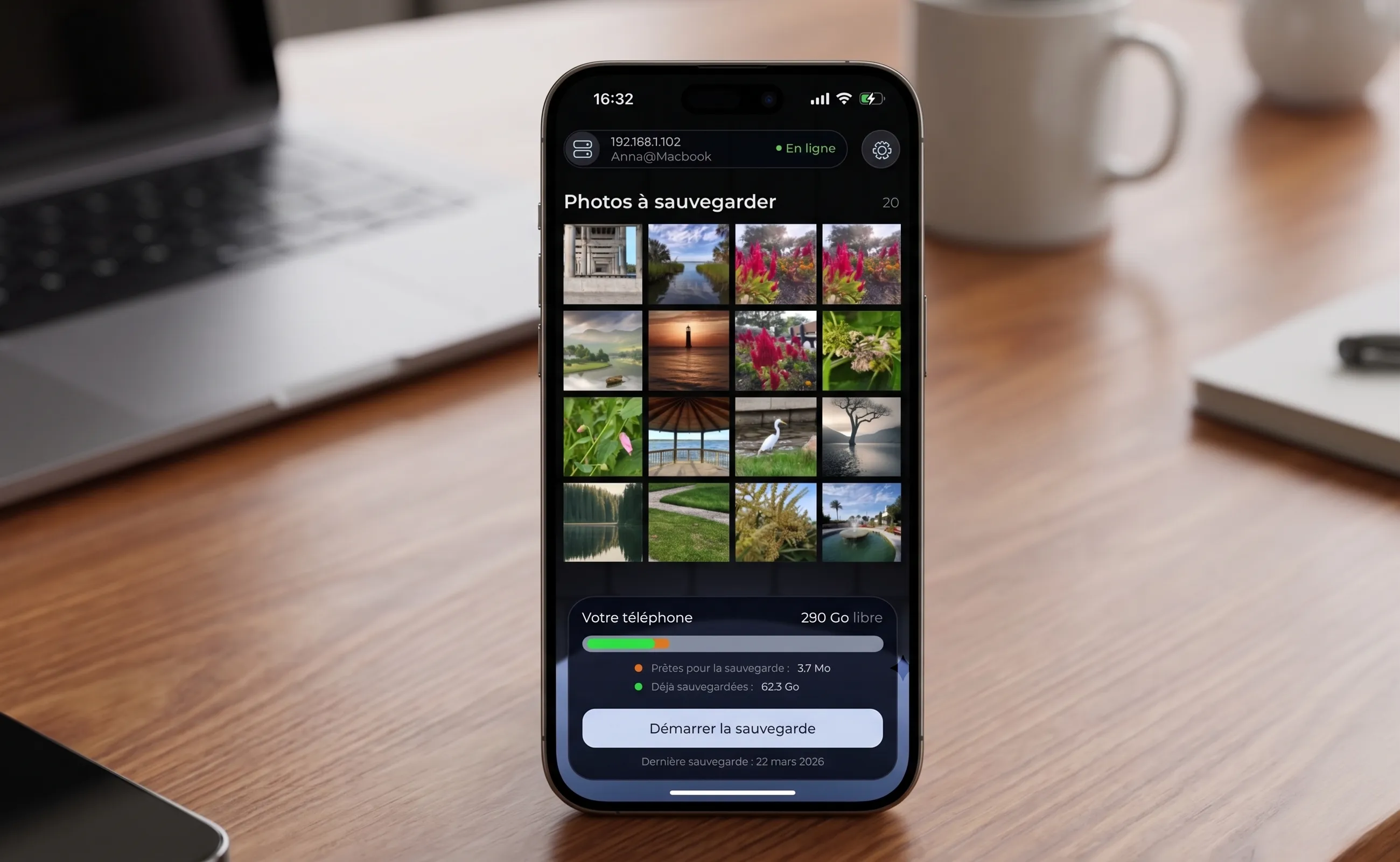 Interface de TonfotosSync et exemple de synchronisation de l'application avec Tonfotos