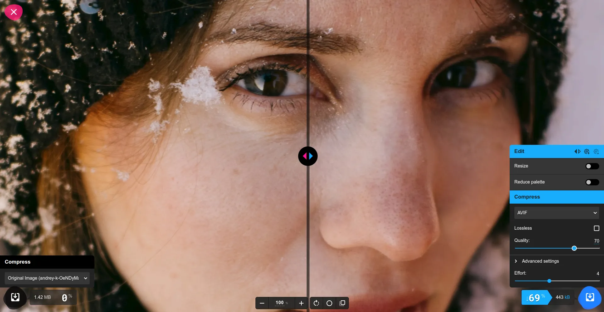 JPEG and AVIF comparison