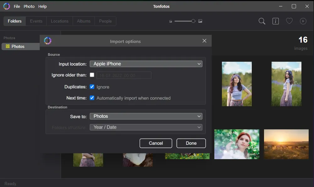 Setting up iPhone Photo Import