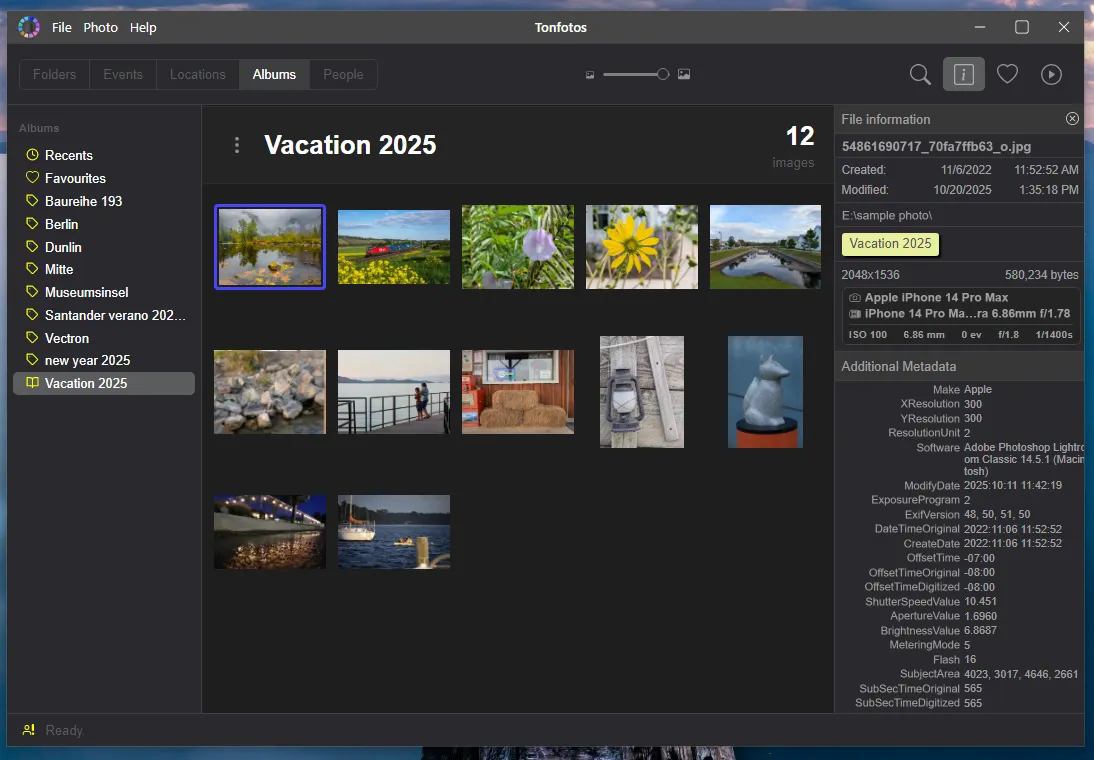Albums and Tags category in Tonfotos