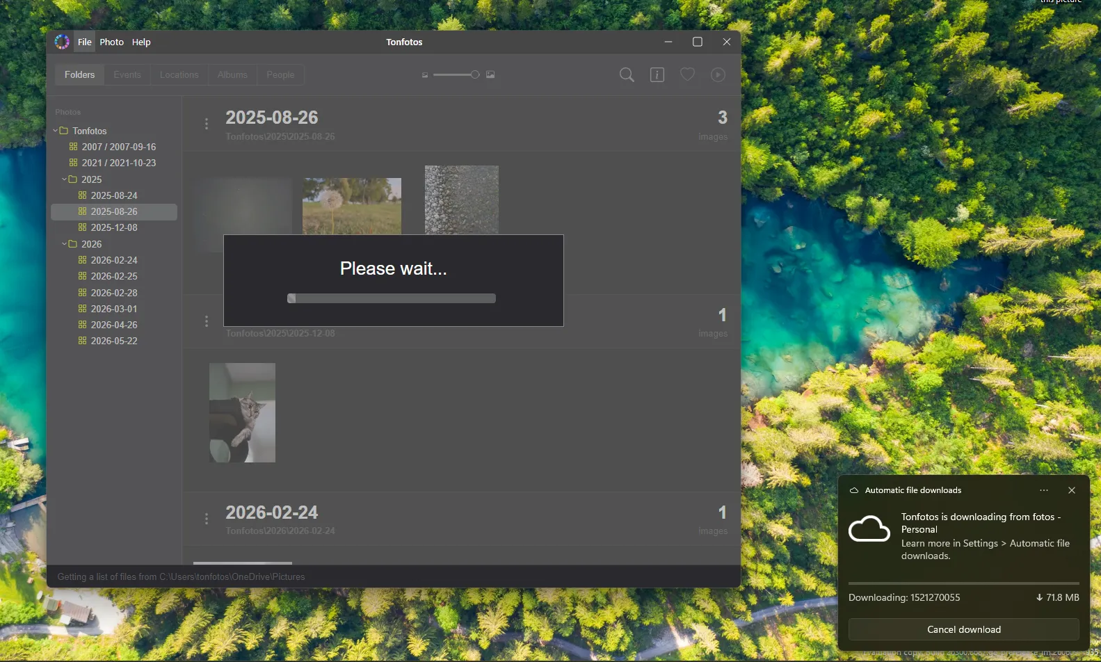Automatic download and sorting process for photos from OneDrive