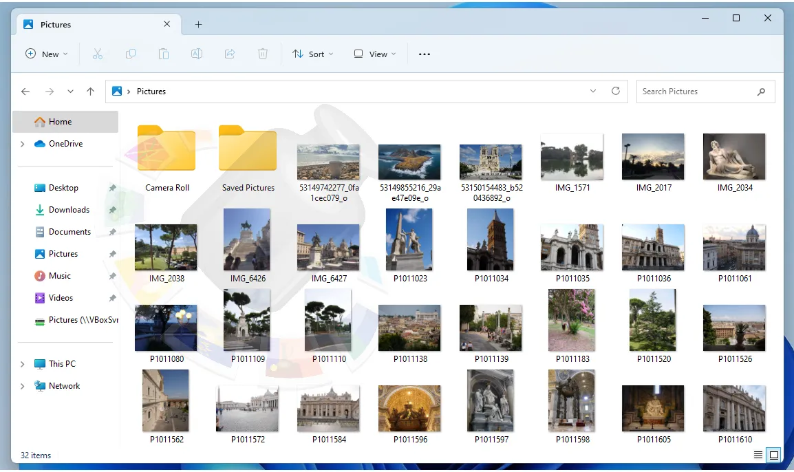 The usual view of a folder with photos in Windows Explorer