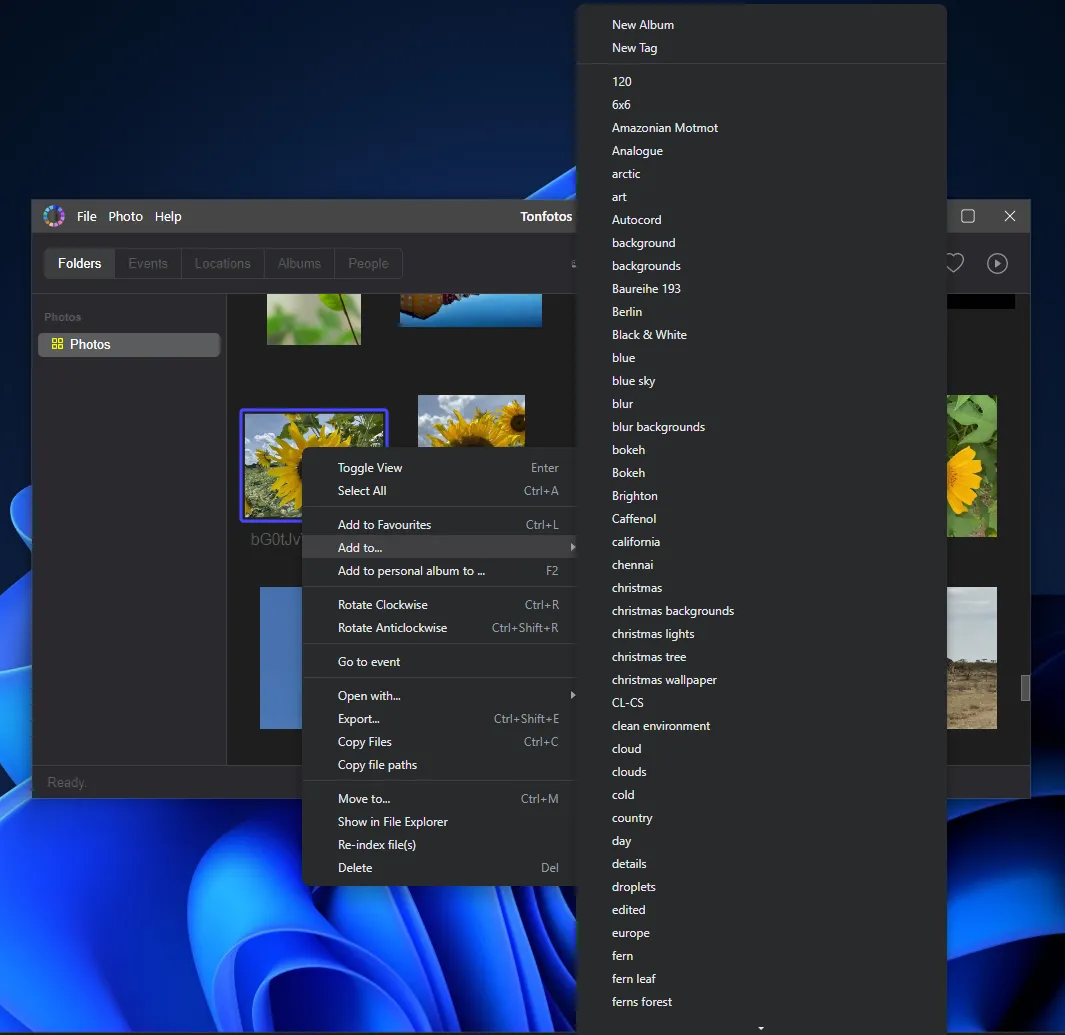 Adding a photo to the Tonfotos digital album