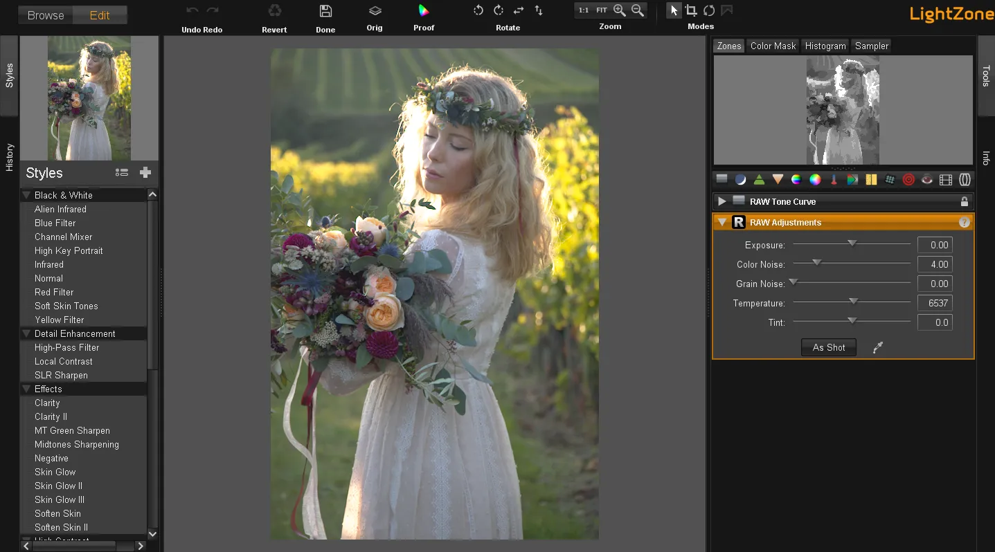 LightZone Photo Editing Interface