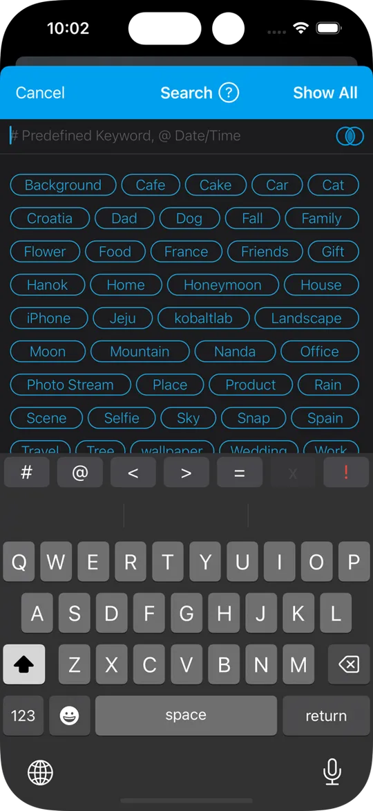 Search photos by keywords in HashPhotos