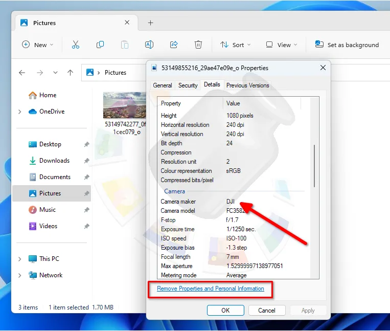 Modification des métadonnées dans l'Explorateur de fichiers Windows 11