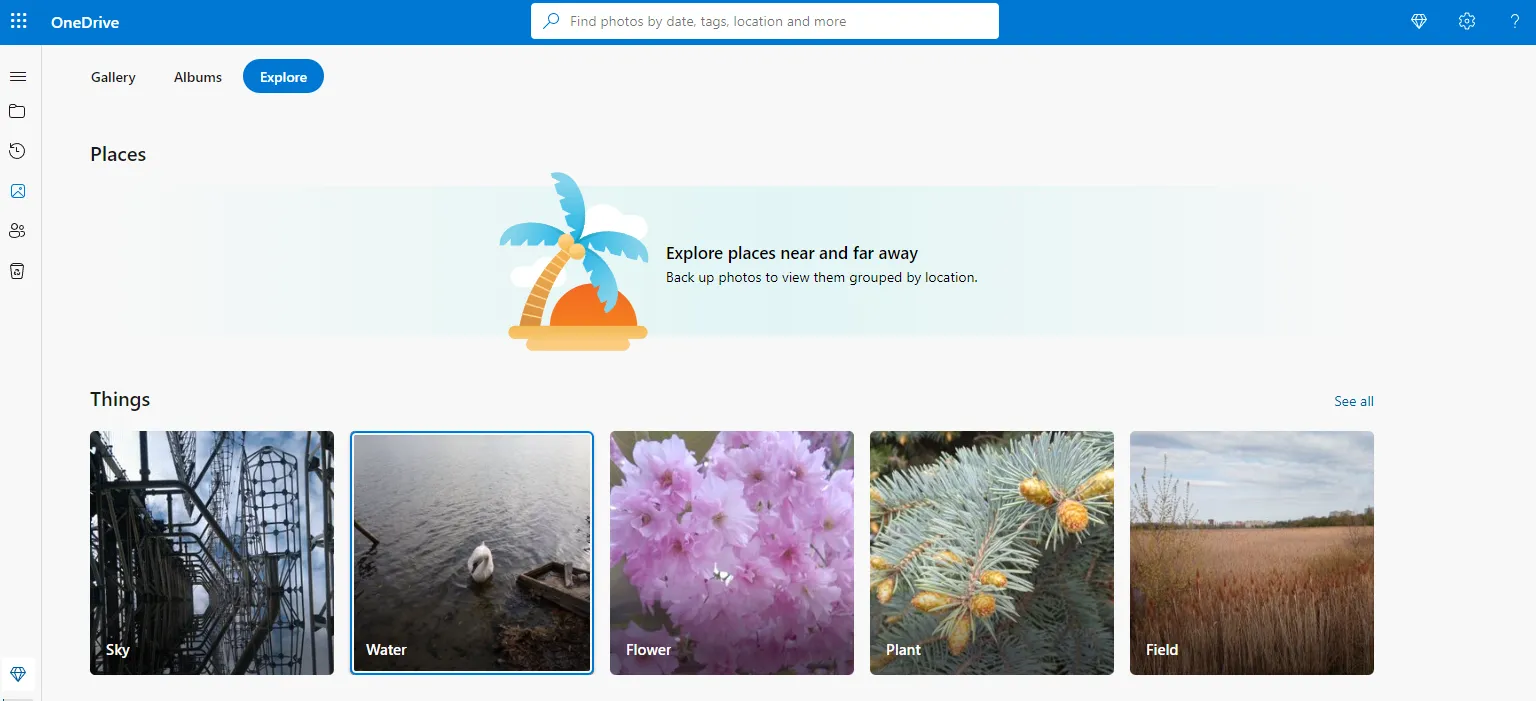 OneDrive photo archive management web interface