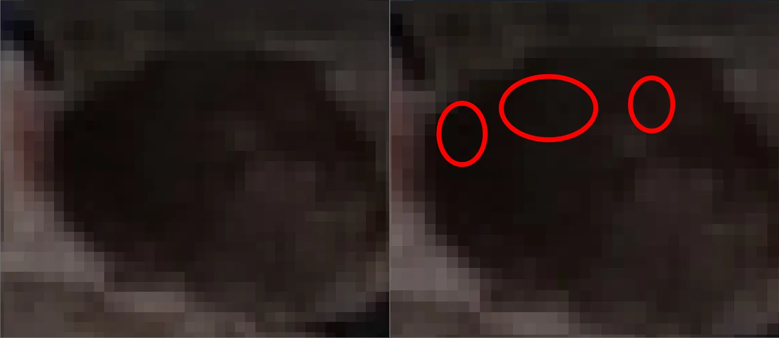 Enlarged fragment of the photo before and after recompression