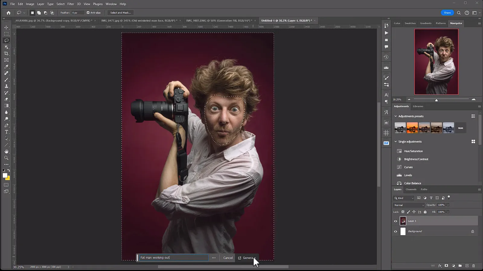 The process of replacing a person's face in Photoshop