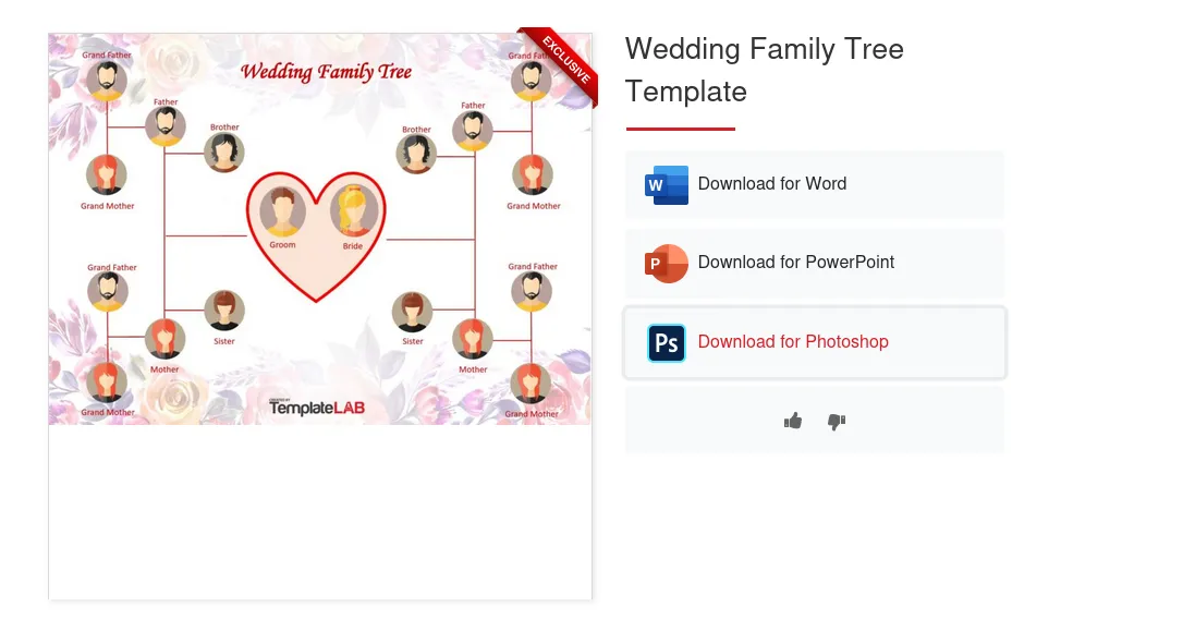 Example of a ready-made family tree template