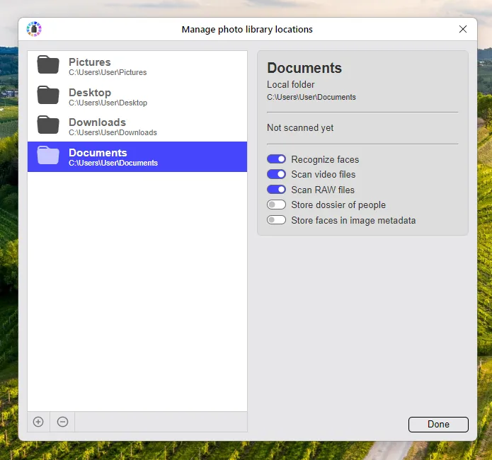The first-launch window of the Tonfotos photo manager