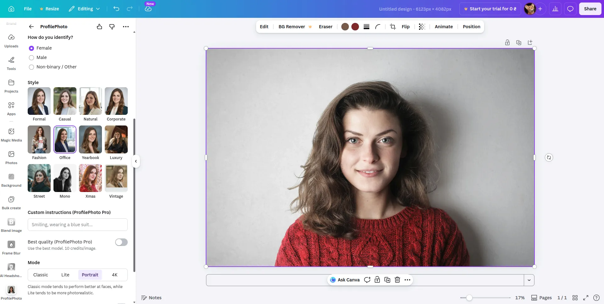 Konfigurieren der Einstellungen für die Porträtfotogenerierung in ProfilePhoto