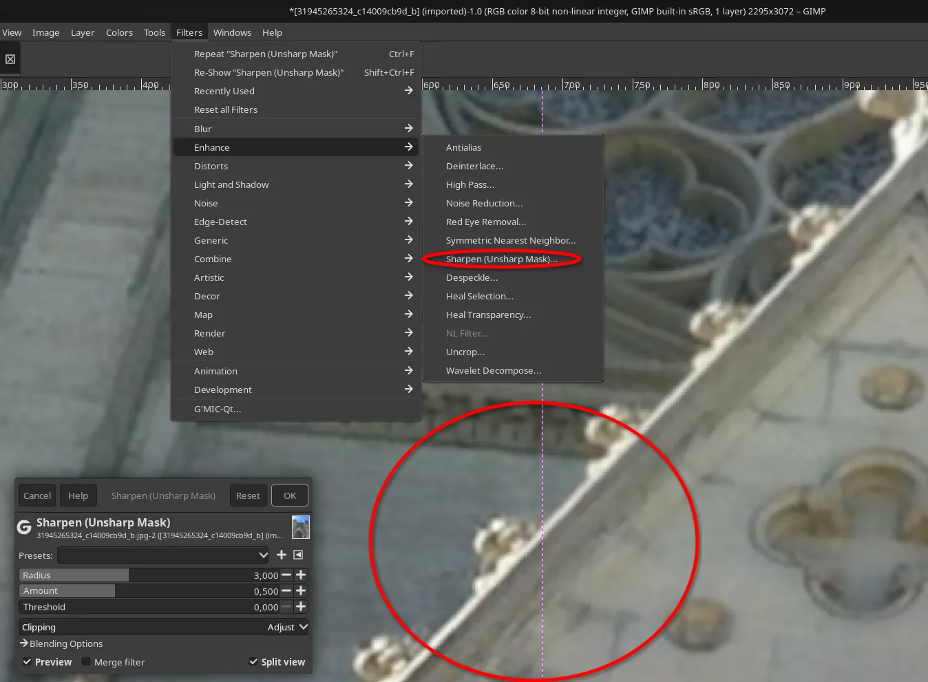 Restoring edge sharpness in GIMP