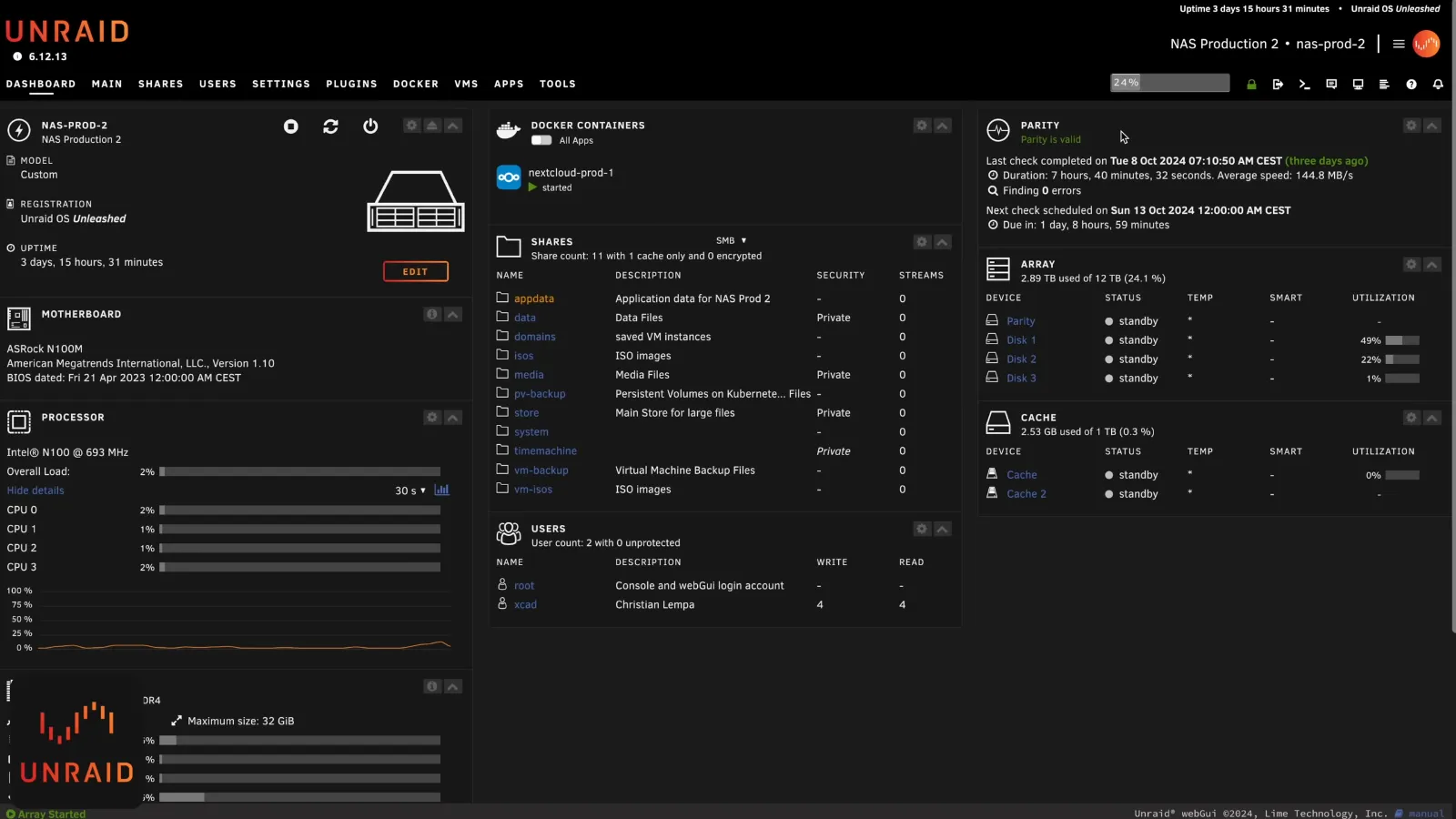 Unraid Control Panel