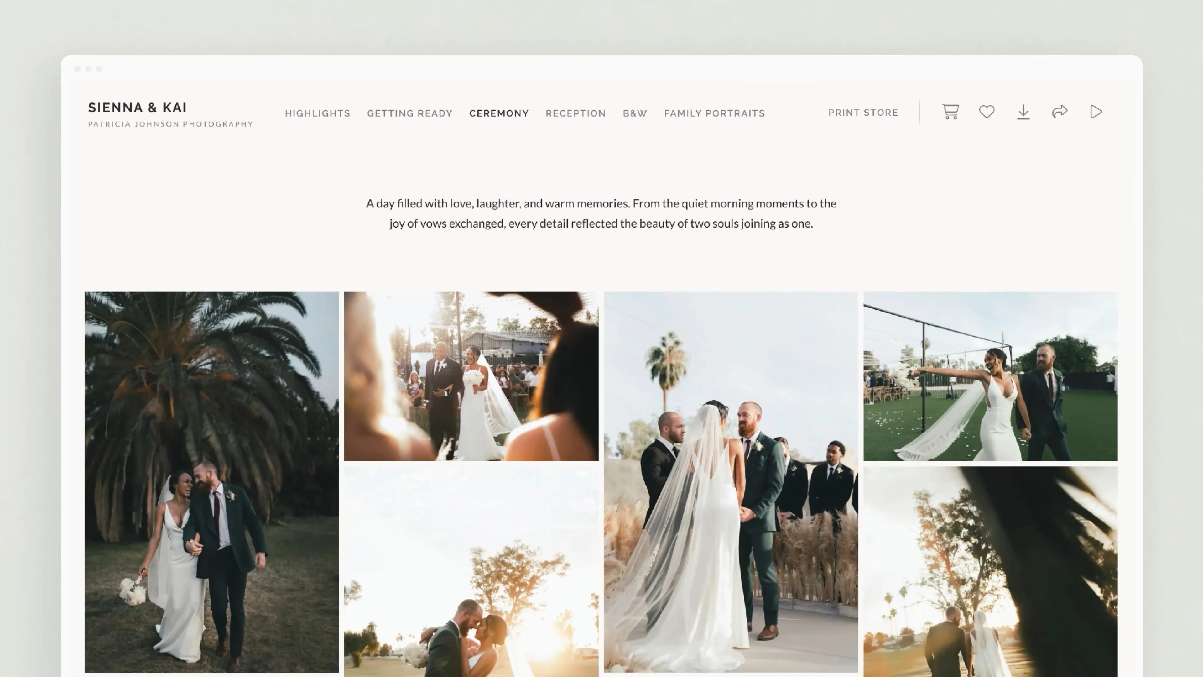 An example of a digital album created in Pixieset