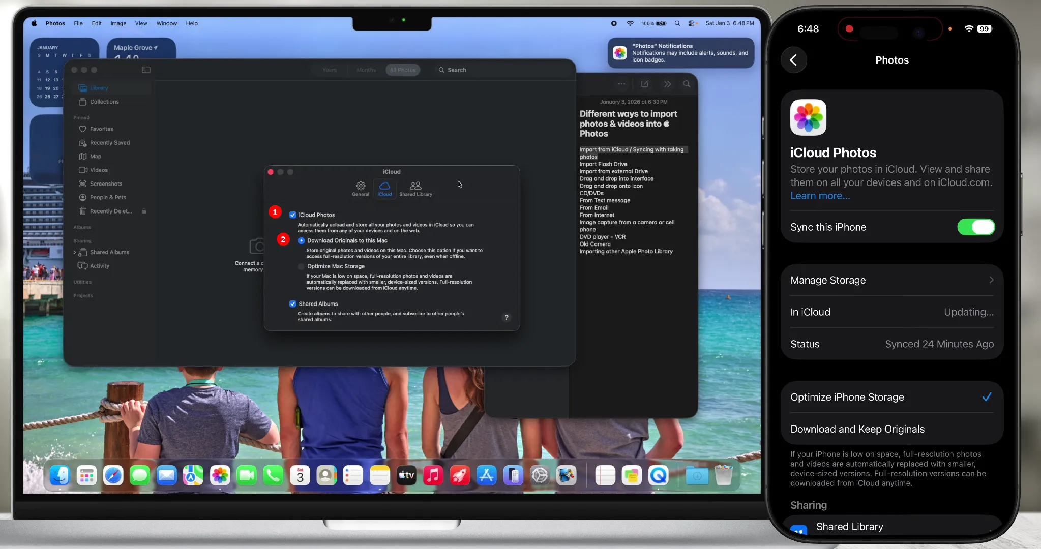 Setting up iPhone for photo transfer