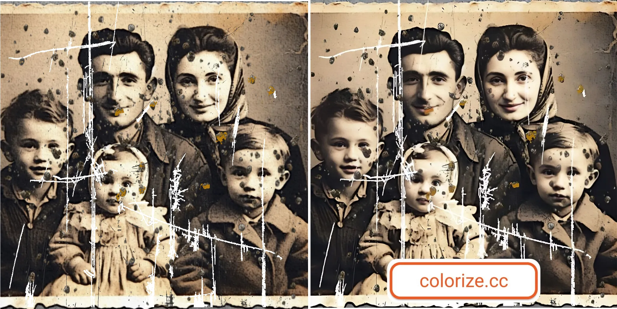 Пример реставрации старой оцифрованной фотографии с помощью AI Restoration
