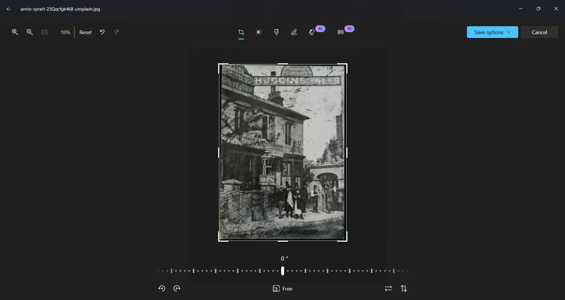 Zuschneiden in Windows Fotos