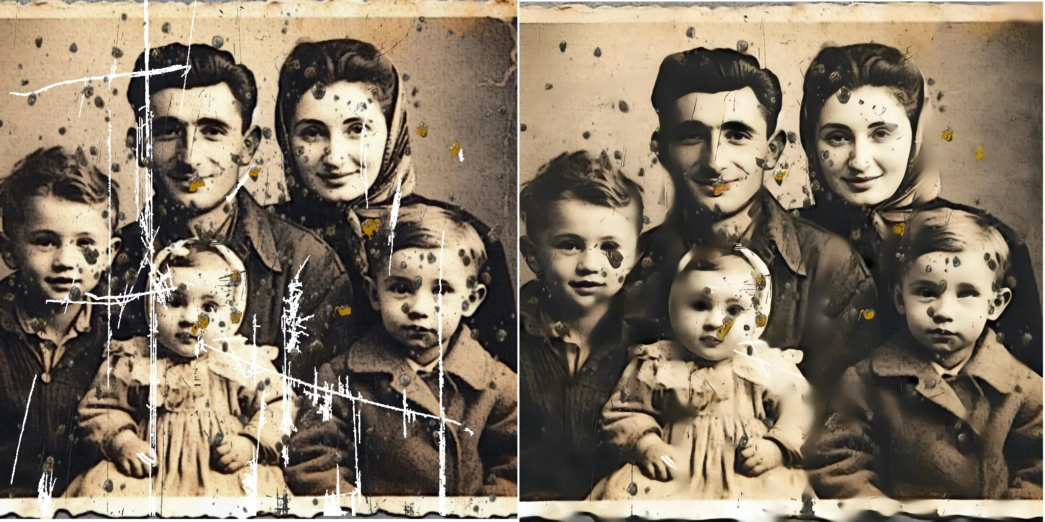 Пример обработки старой фотографии Fotor Photo Restoration