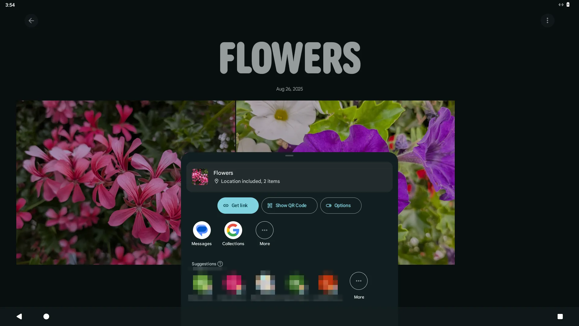 An example of how to share a photo album in Google Photos