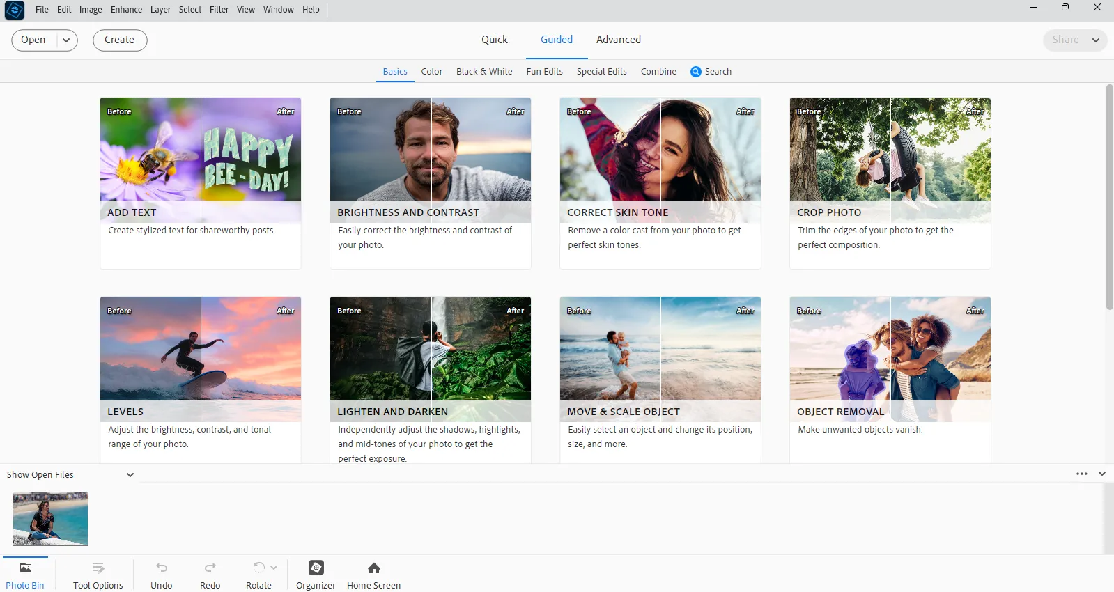 Guides inside Adobe Photoshop Elements