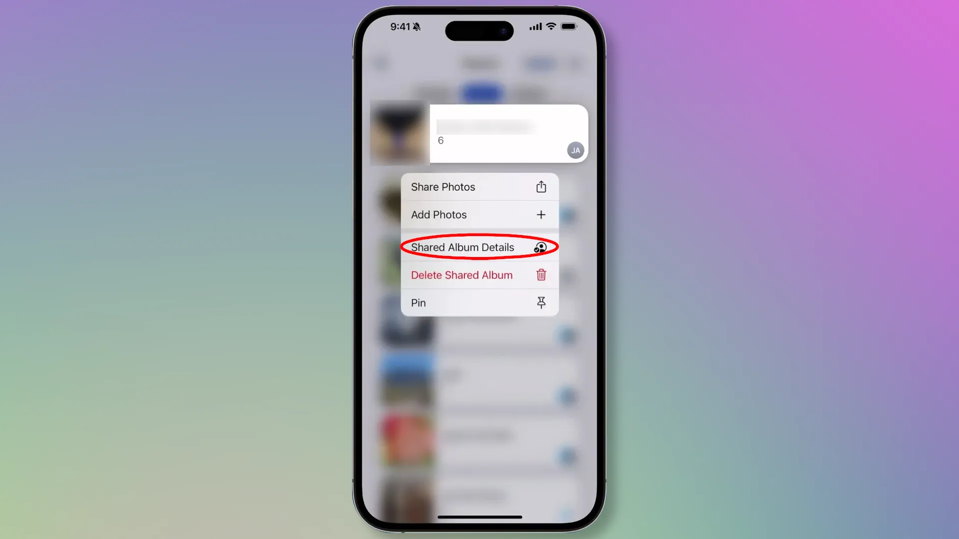 Accessing additional Shared Album settings in Apple Photos