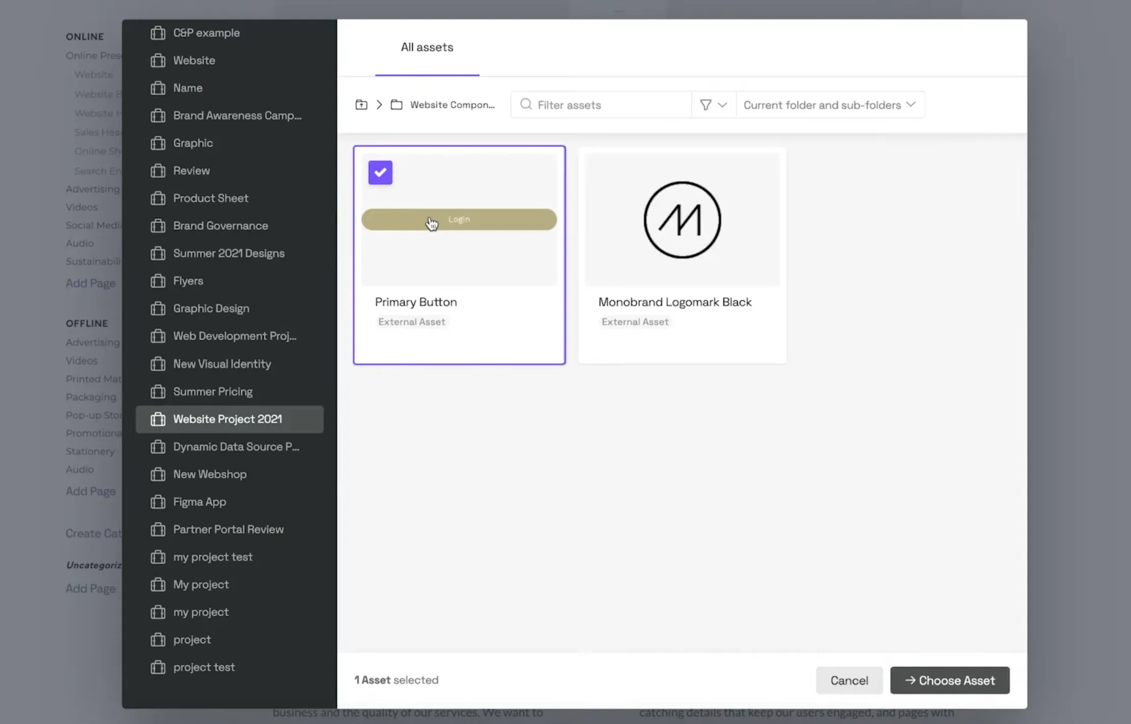 Frontify DAM user interface