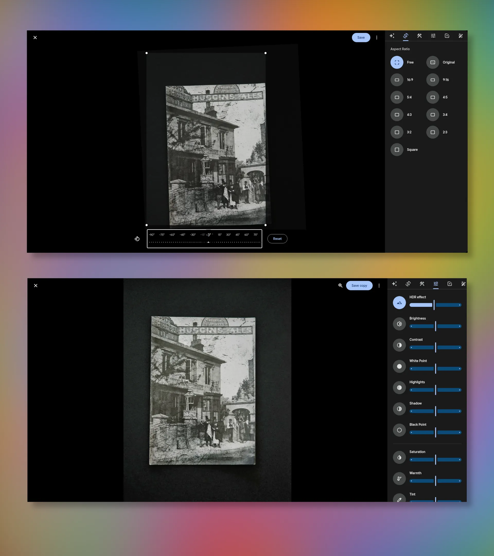 Fotobearbeitungswerkzeuge in Google Fotos