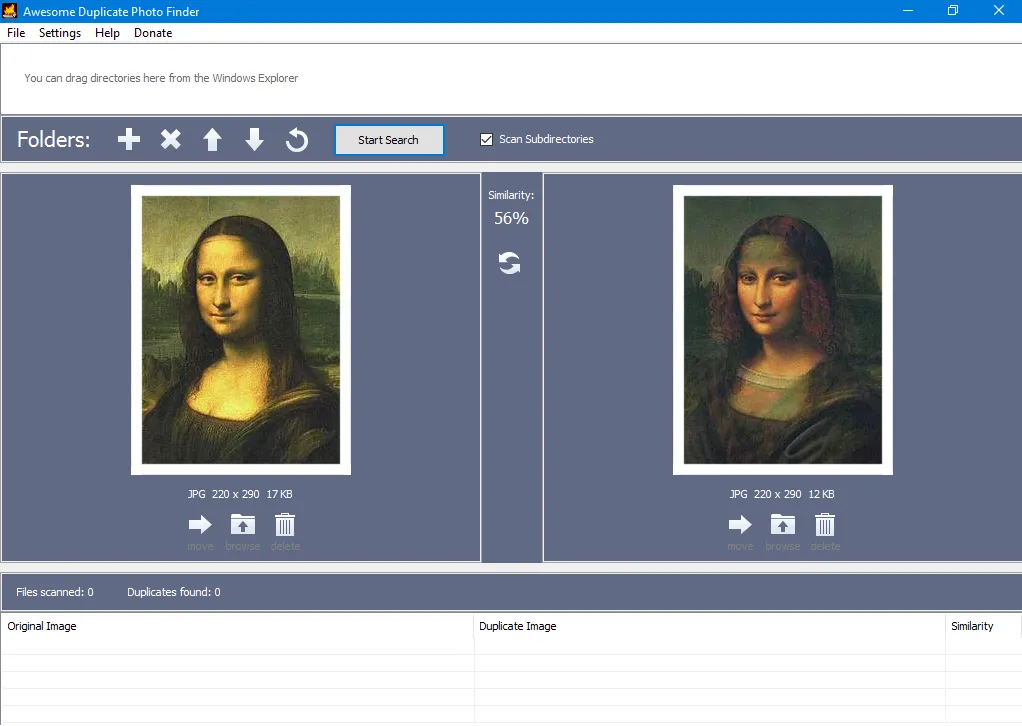 Awesome Duplicate Photo Finder Start Screen