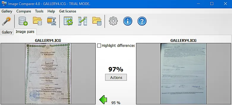 In Image Comparer, completely different images can have a similarity of 97%