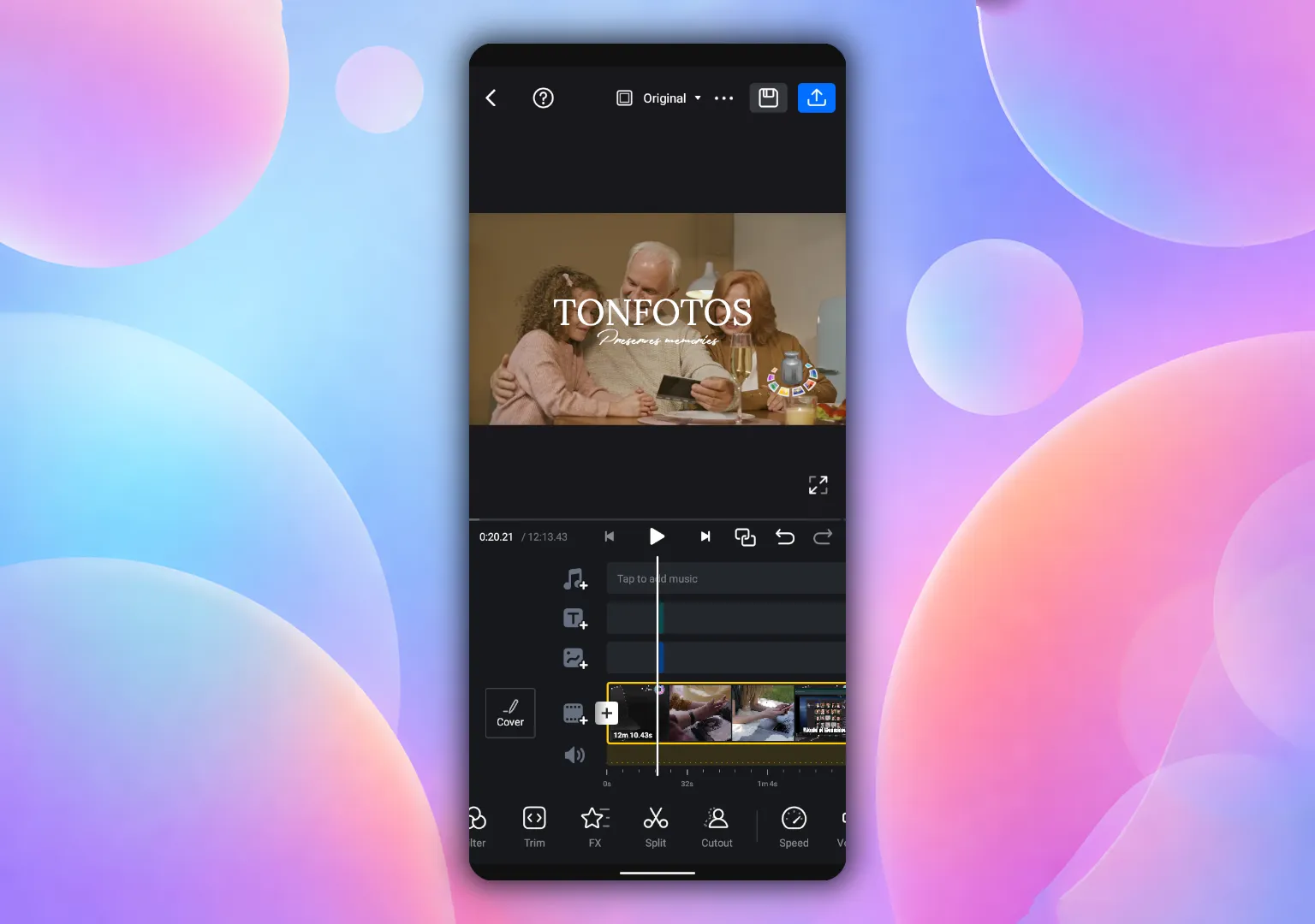 Interface et exemple d'utilisation dans VN Video Editor