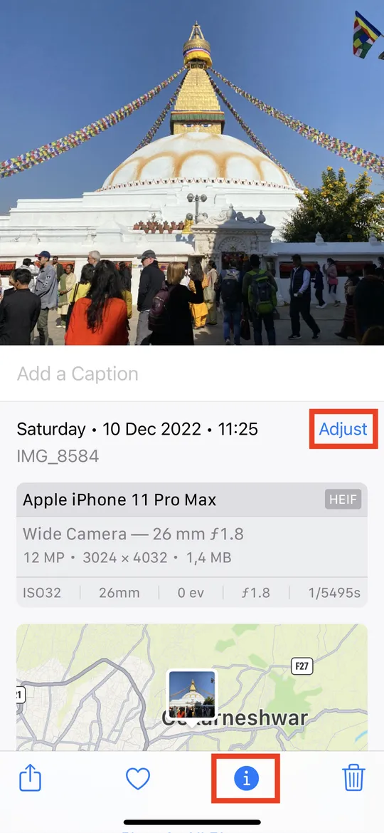Editing the date of a photo on iPhone