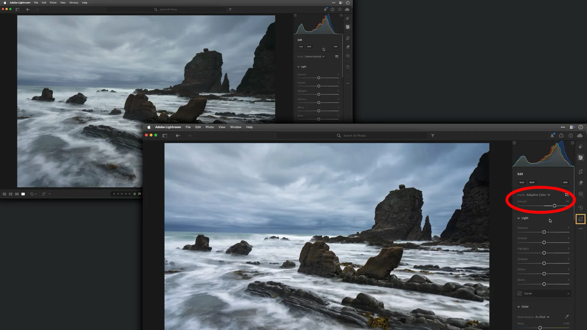 Ein Beispiel für die Verwendung von KI-Bearbeitungstools in Lightroom
