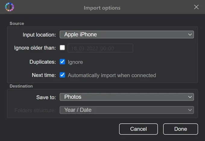 Importing Media Files from iPhone to Tonfotos