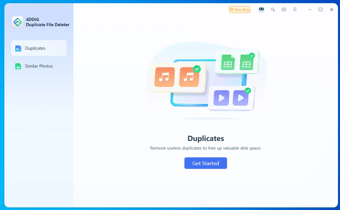 Interface of the program for finding duplicate photos 4DDiG Duplicate File Deleter