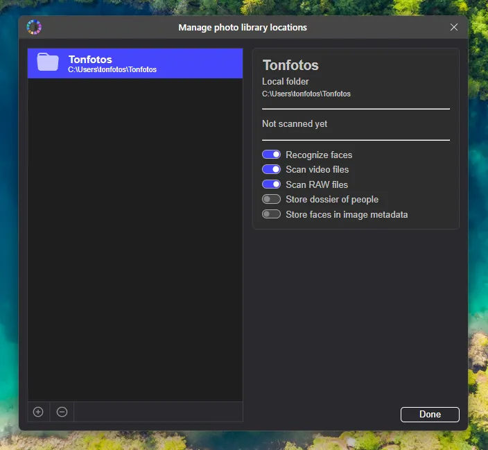 Example of preparing Tonfotos to create a photo archive