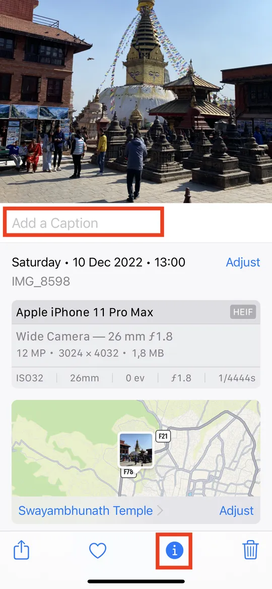 Editing a Photo Caption (Title) on iPhone