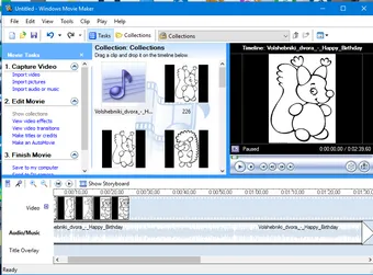Добавление фотографий из библиотеки на шкалу времени в Windows Movie Maker