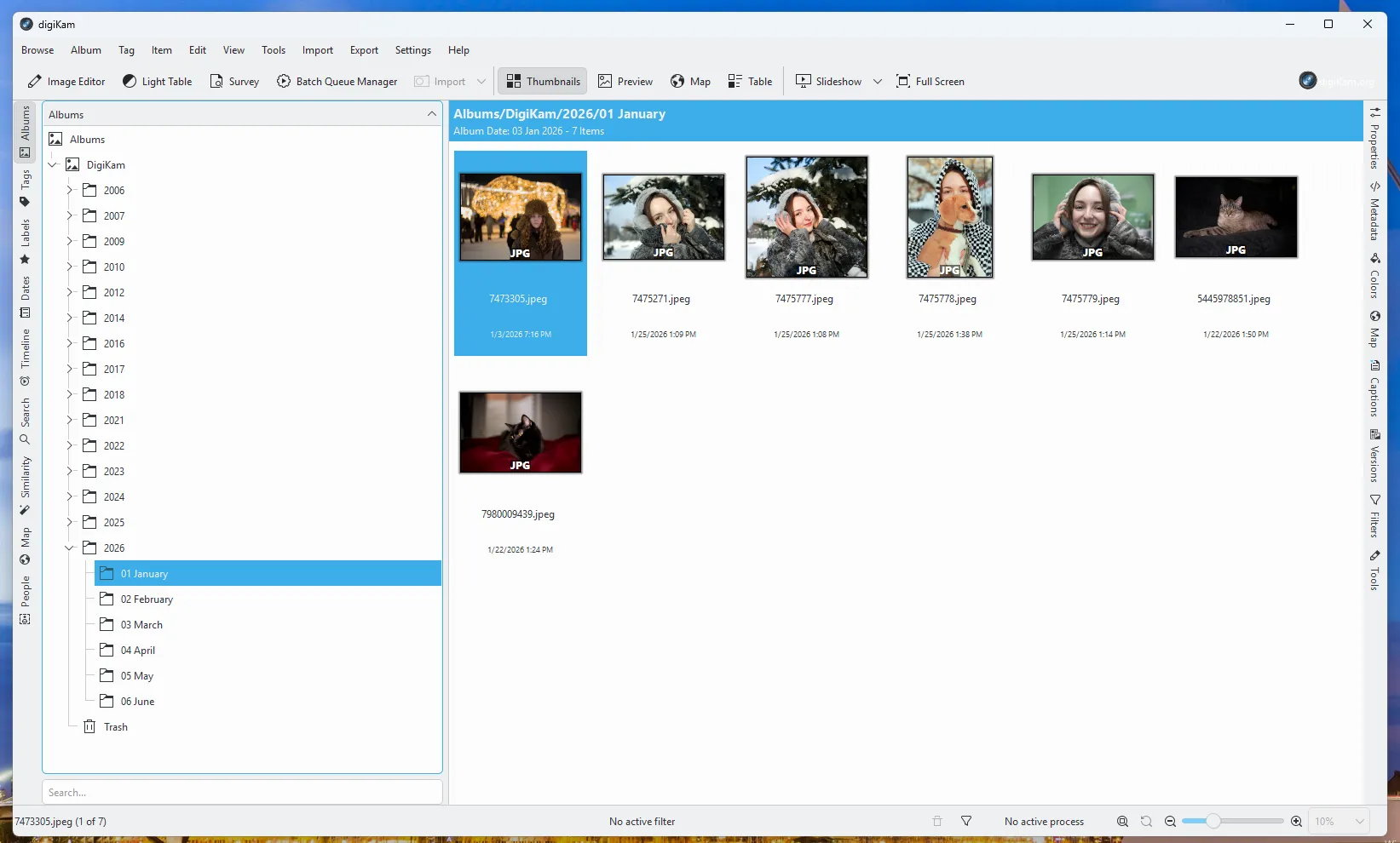 DigiKam interface
